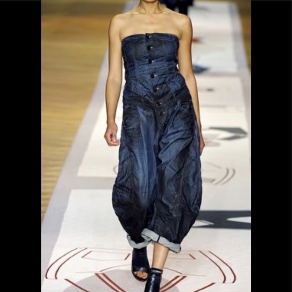G-Star Strapless Dark Denim Jumpsuit